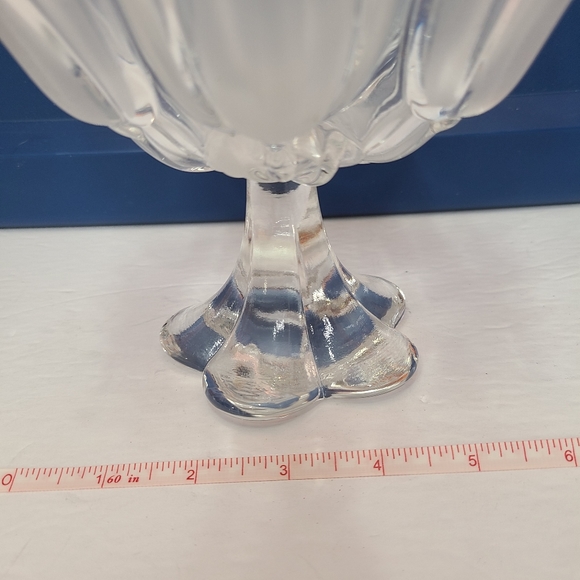 Vintage Mikasa Frosted Glass Crystal Satin Tulip Footed Bowl Dish Rare - Picture 2 of 16